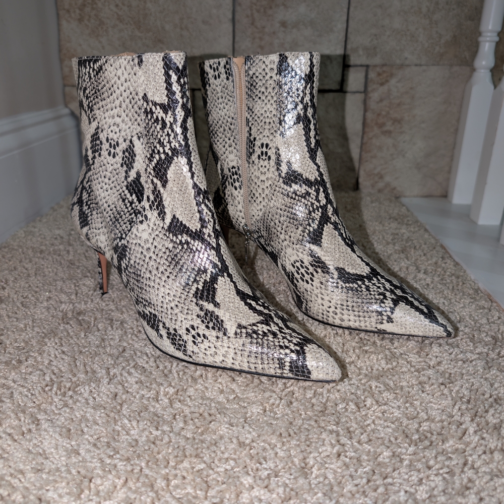 SCHUTZ Snakeskin Print Ankle Booties